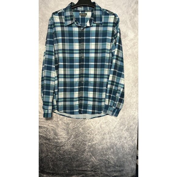 Eddie Bauer Casual Button Up Long Sleeve Shirt Men’s Large Plaid‎ Multicolor - Picture 1 of 10